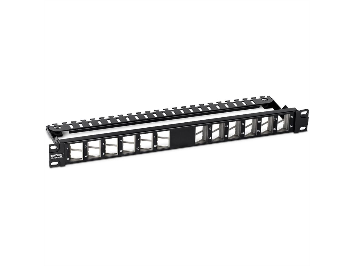 TRENDnet TC-KP24SA Panneau de connexion Keystone blindé 1U angulaire, vierge et à 24 ports