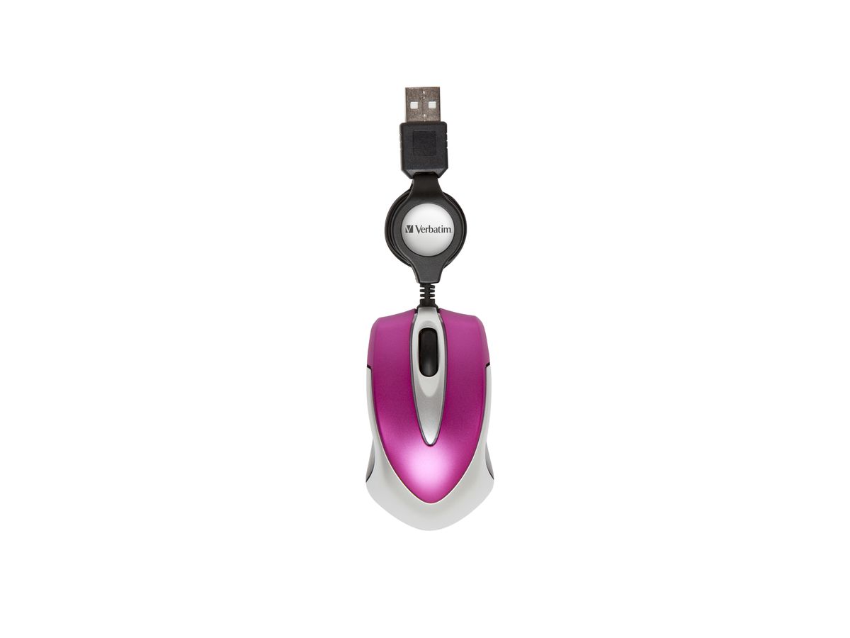 Verbatim Go Mini souris USB Optique 1000 DPI Rose