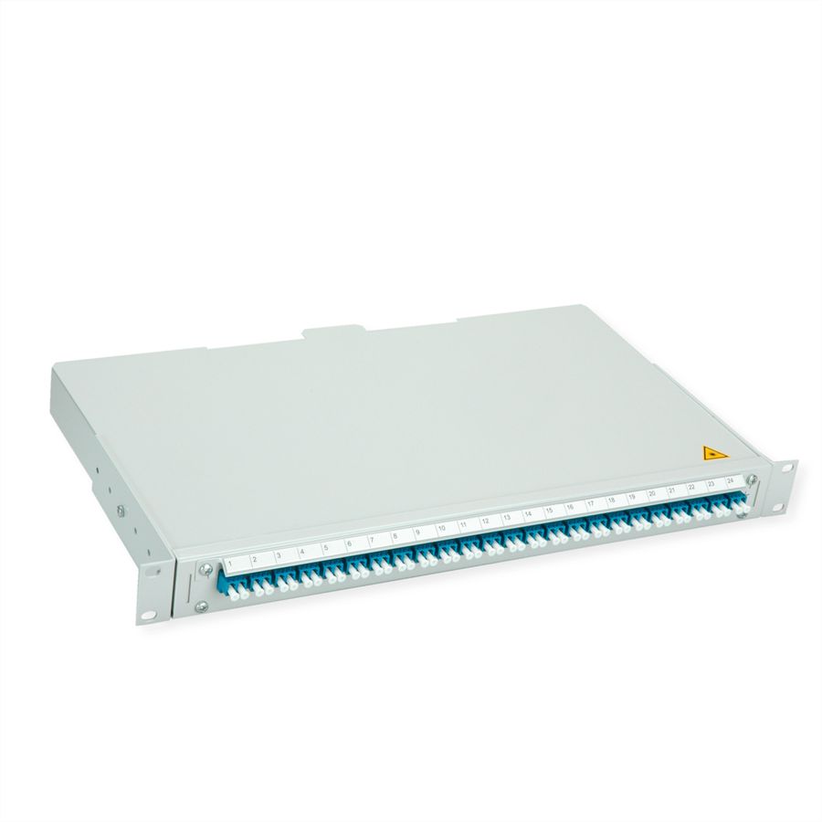 TELEGÄRTNER BASIS V Panneau fibre optique avec coupleurs & Pigtails , 24x LC Duplex, bleu, OS2 PC
