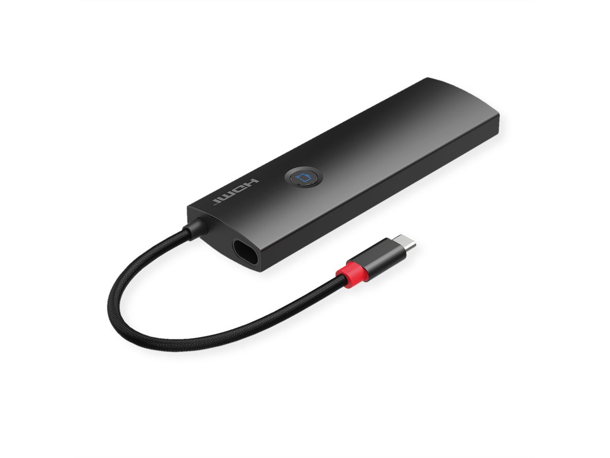 ROLINE Station d'accueil USB 3.2 Gen 2 type C multiports, HDMI 4K60, USB 3.2 Gen2, USB-C PD, LAN, SD-Card Reader
