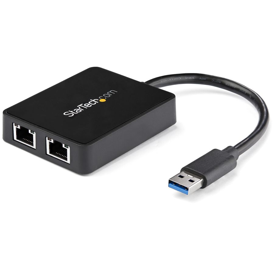 StarTech.com Adaptateur USB 3.0 vers Gigabit Ethernet à Deux Ports avec Port USB - 10/100/100 - Adaptateur Réseau NIC Gigabit LAN USB