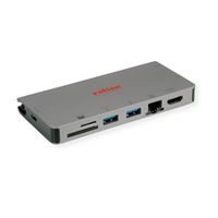 ROLINE Station d'accueil USB type C, HDMI  4K, VGA, 2x USB 3.2 Gen 1, 1x LAN, 1x PD, 1 lecteur de carte