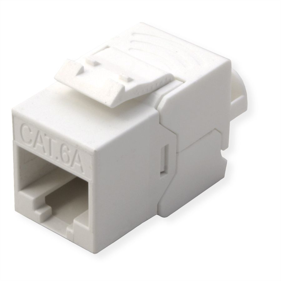 ROLINE Keystone Cat.6A (Classe EA)non blindé, sans outil, SLIM, extra-court, blanc