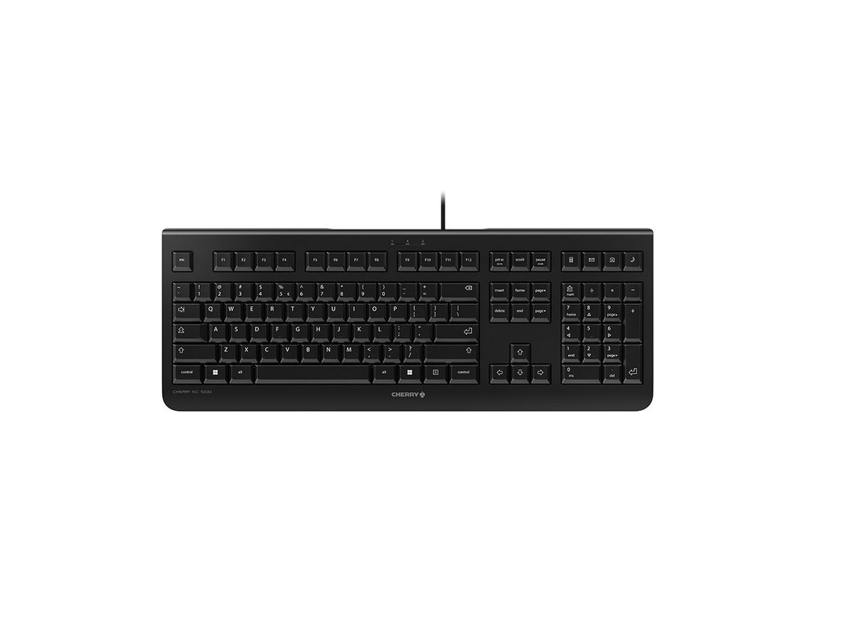 CHERRY KC 1000 Clavier USB Anglais US avec symbole EURO, noir