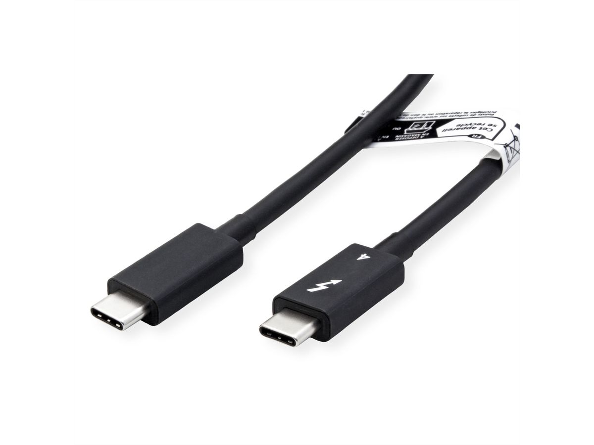 ROLINE Câble Thunderbolt™ 4 USB type C, M/M, 40Gbit/s, 100W, passif, noir, 1 m