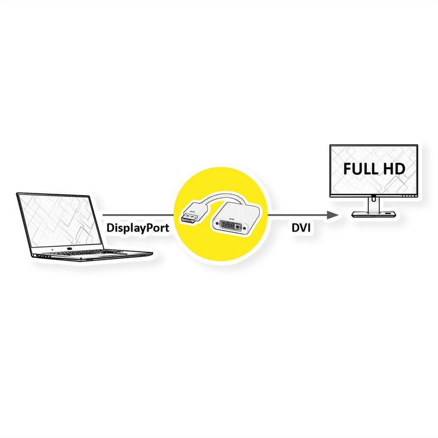 VALUE Adaptateur DisplayPort - DVI, DP M-DVI F