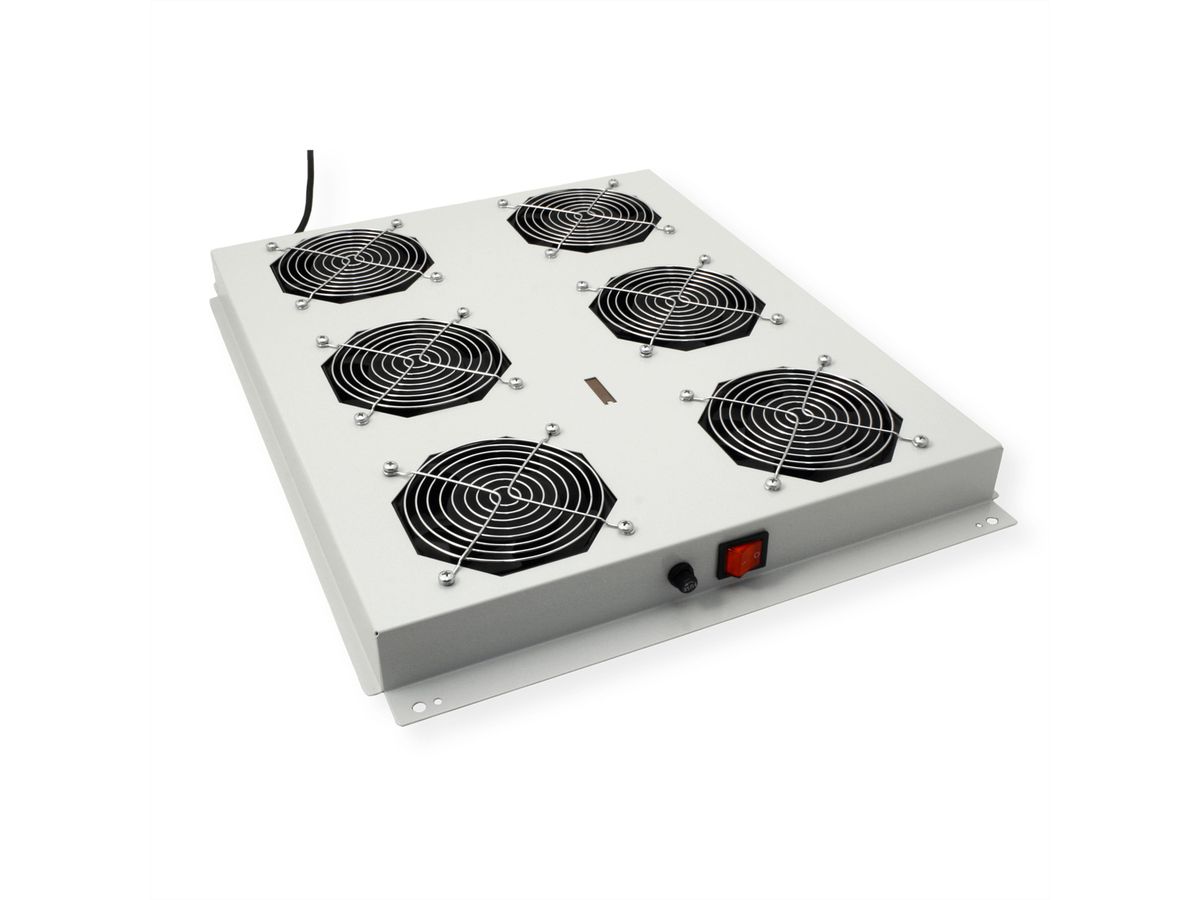 ROLINE 19" Unité de ventilation de toit, 6 ventilateurs, ON/OFF, pour baie serveur par série, gris