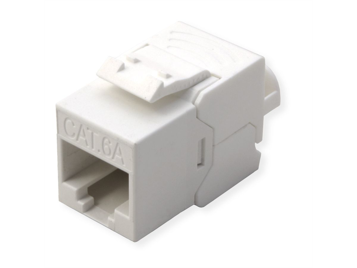 ROLINE Keystone Cat.6A (Classe EA)non blindé, sans outil, SLIM, extra-court, blanc