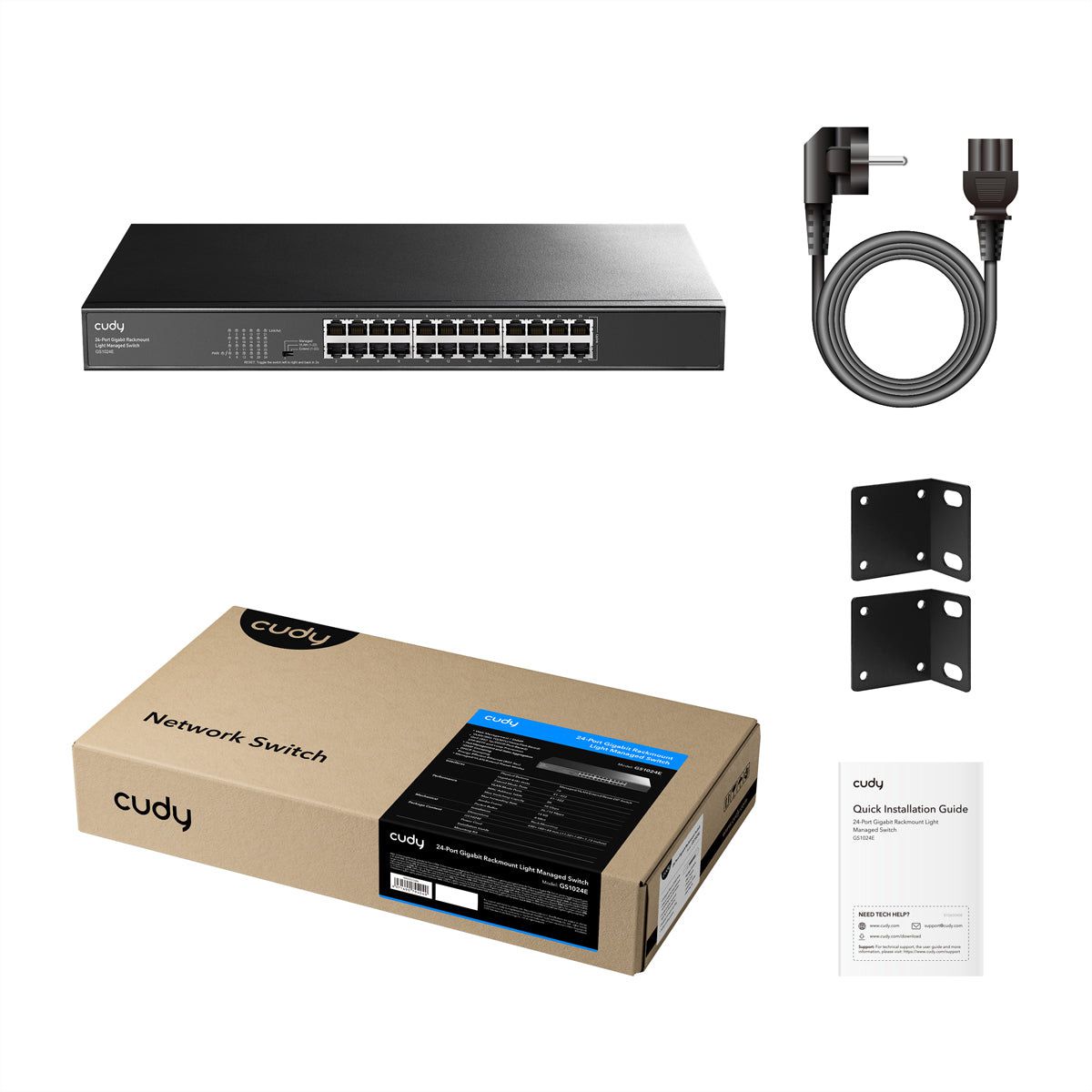 CUDY GS1024E Switch Gigabit 24 ports monté en rack Easy-Managed