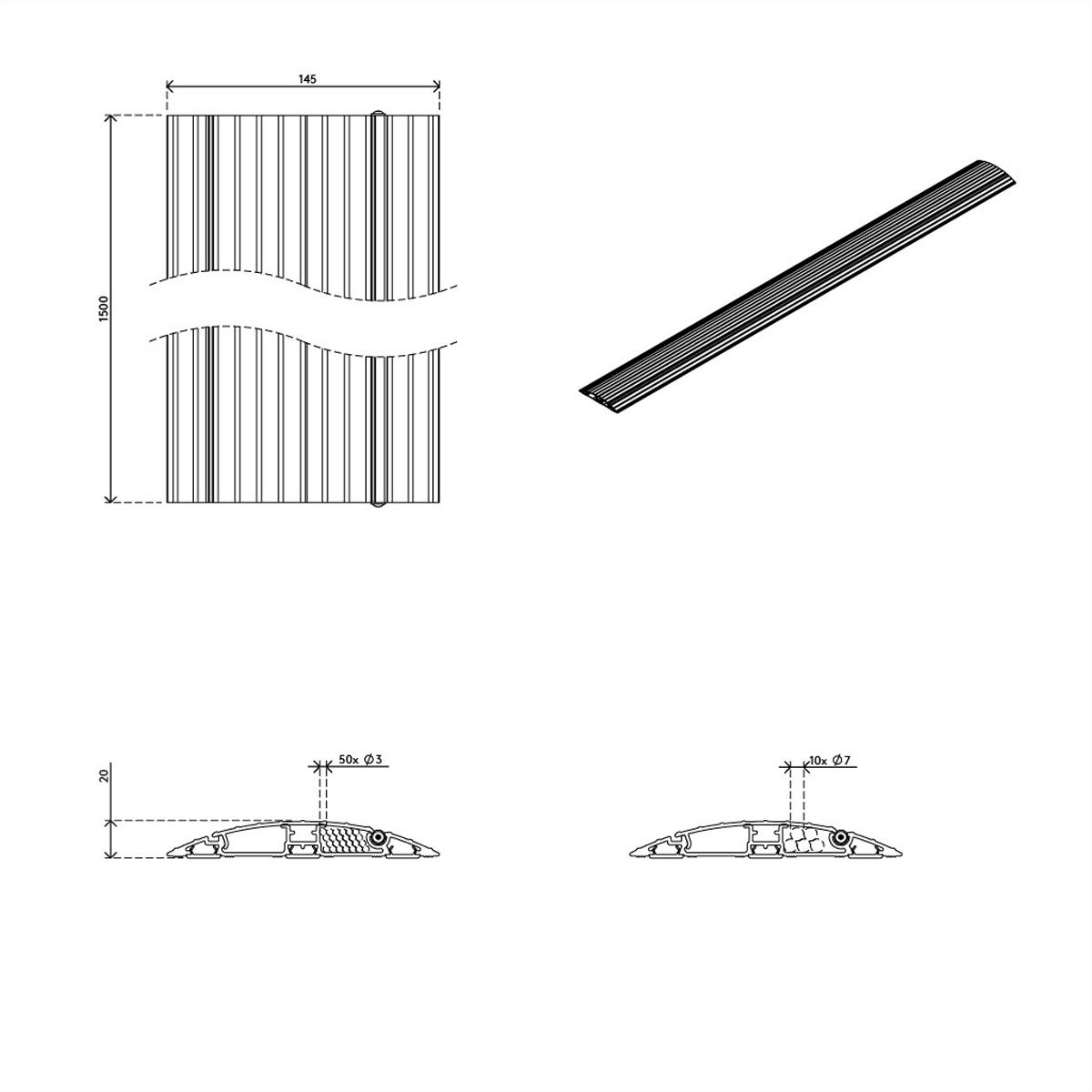 DATAFLEX Addit protège-câbles, droit 423, noir, 150 cm