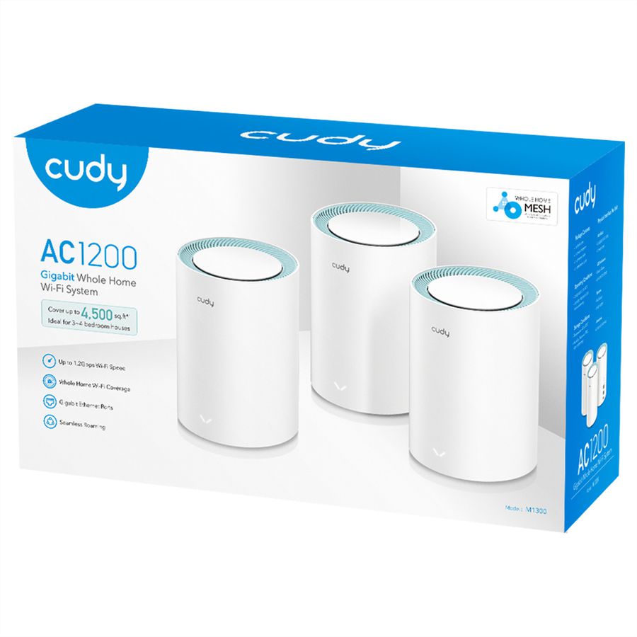 CUDY M1300 AC1200 WiFi Mesh, Pack de 3, Gigabit