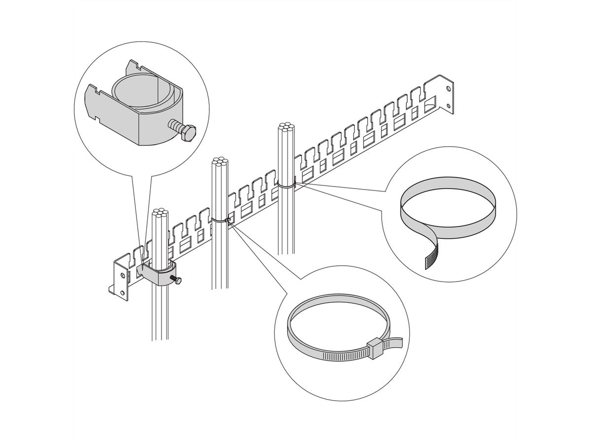 SCHROFF Epcase Rail support de câbles, 600W, RAL 7035