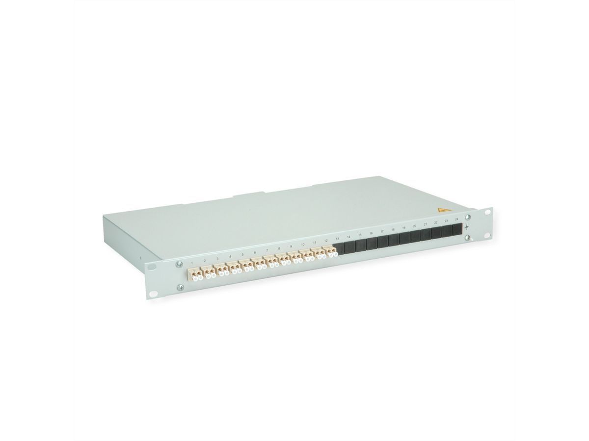 TELEGÄRTNER BASIS eco Panneau FO avec coupleurs et pigtails, 12x LC Duplex, beige, OM2, Grade C