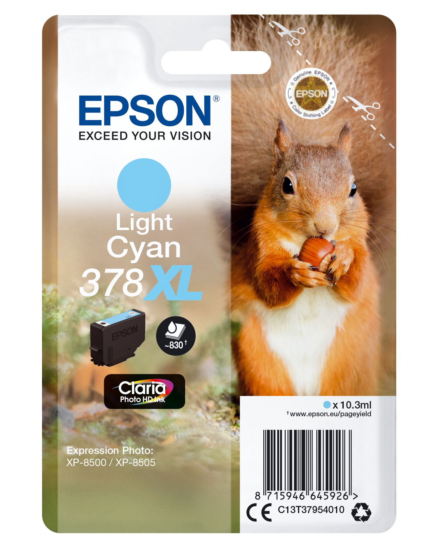 Epson Singlepack Light Cyan 378XL Claria Photo HD Ink cartouche d'encre