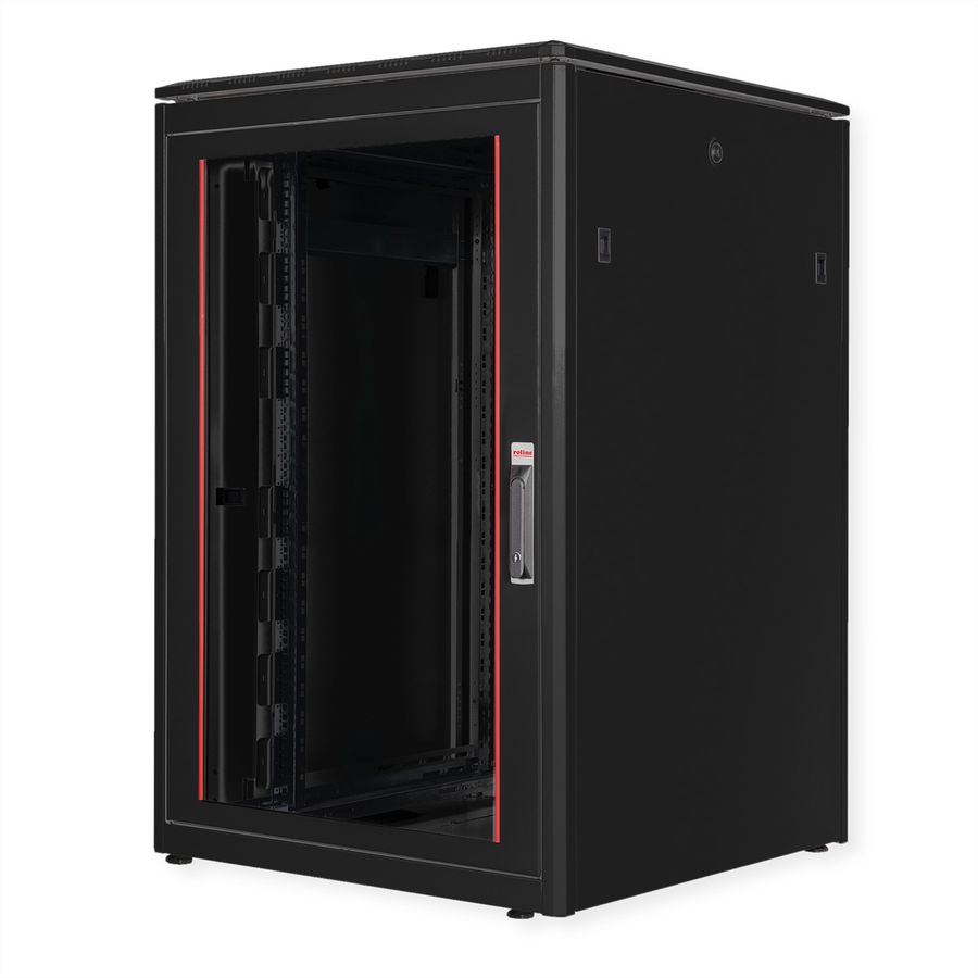 ROLINE 19" Baie réseau Pro 22U, 800x800 LxP Porte verre noir