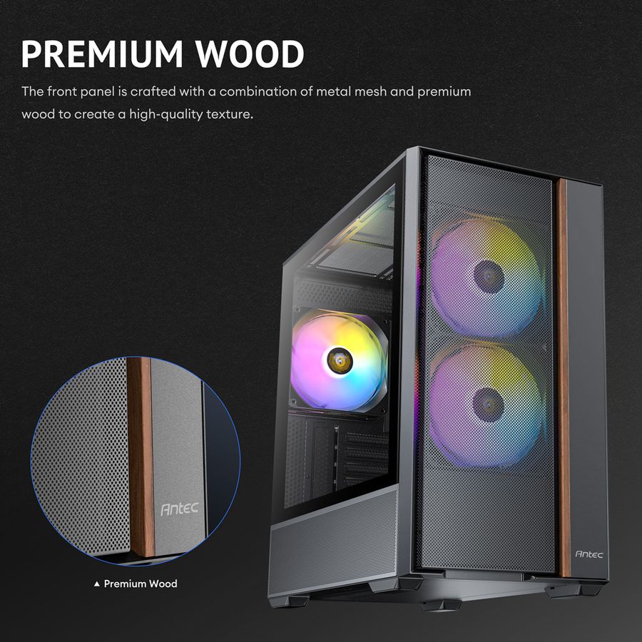 ANTEC FLUX Rear ATX/Micro-ATX/ITX Boîtier PC Midi Tower, noir
