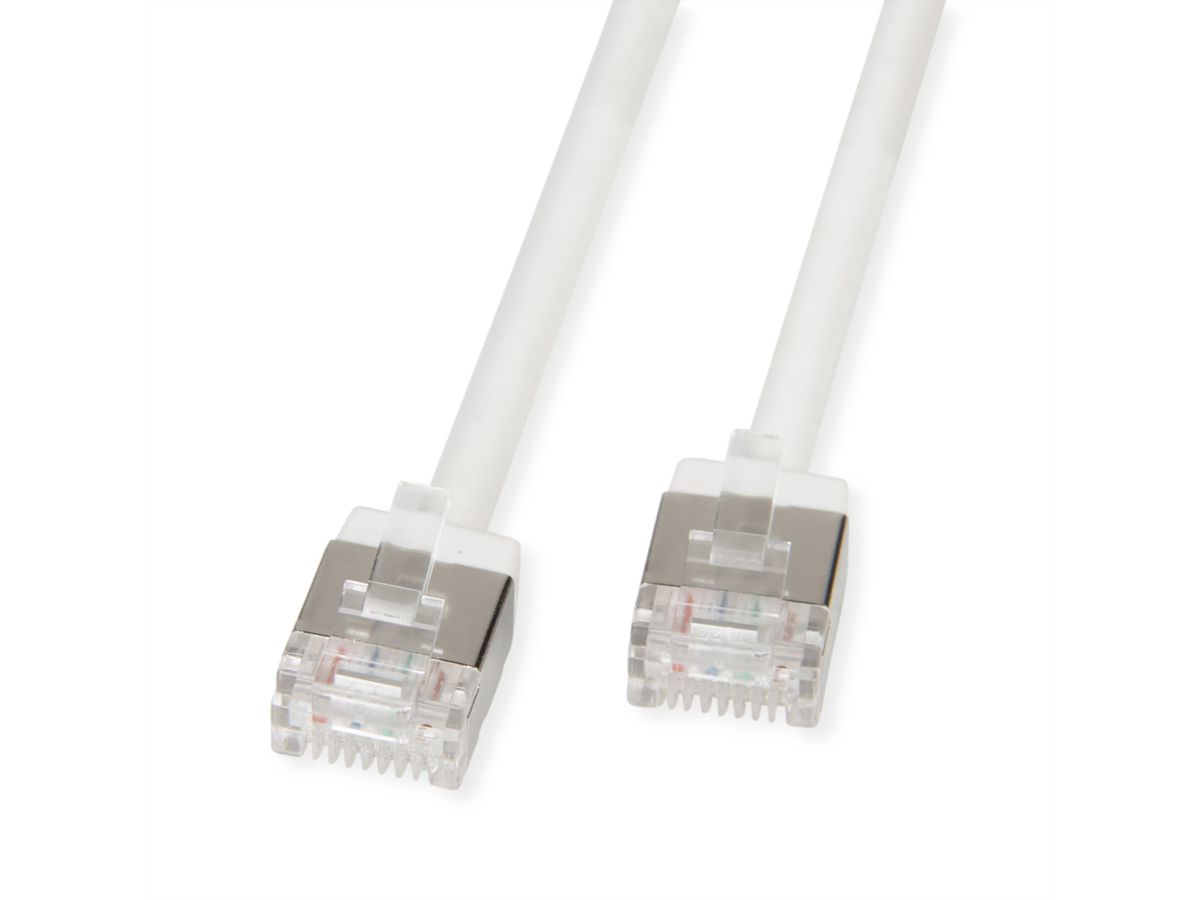 ROLINE Cordon DataCenter U/FTP Cat.6A (Classe EA), LSOH, slim, pour chemins très courts, blanc, 1 m