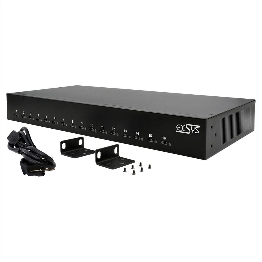 EXSYS EX-11017 Station de charge Highpower USB-C 16 ports 1008 W
