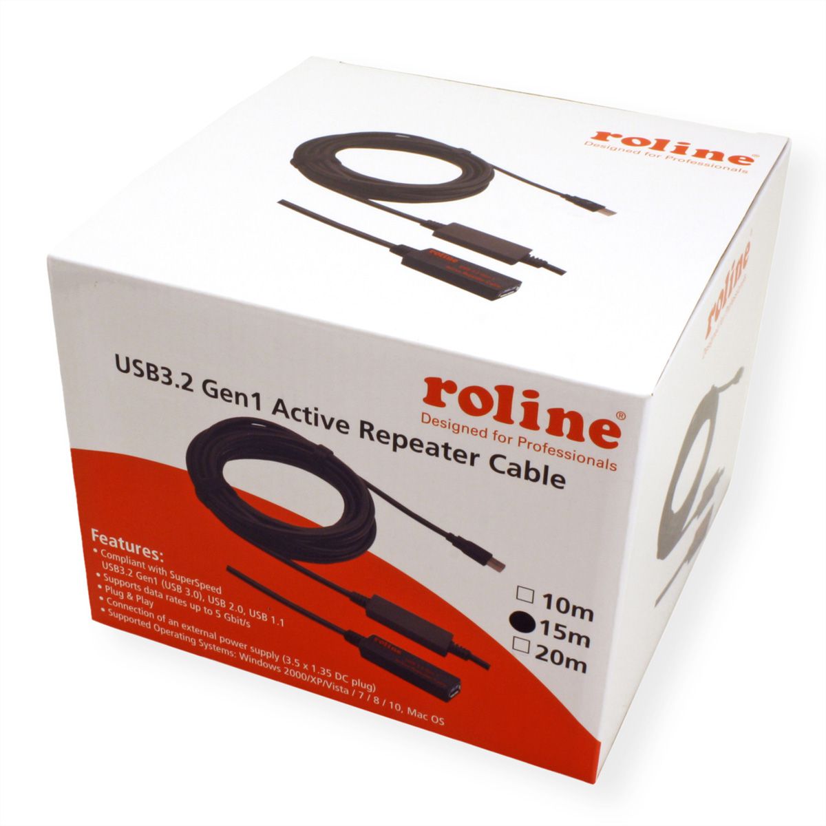 ROLINE Câble prolongateur actif USB 3.2 Gen 1, noir, 15 m