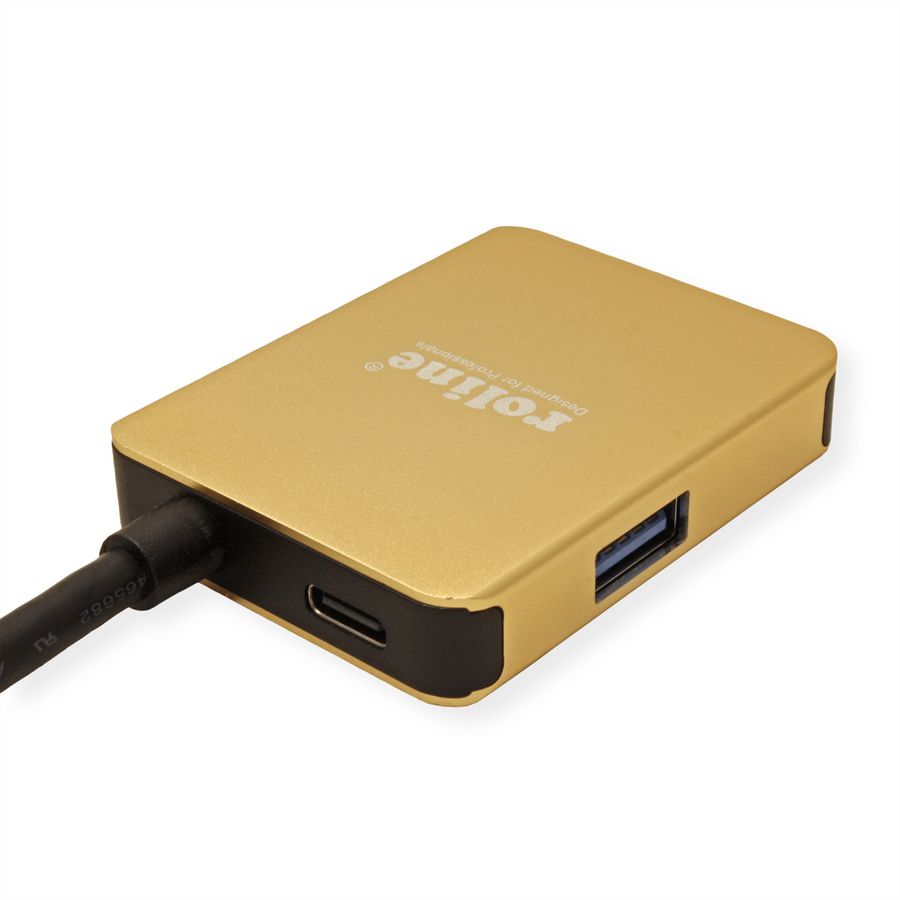ROLINE GOLD Station d'accueil USB-C, 4K HDMI, 2 ports USB 3.2 Gen 1, 1x USB type C PD (Power Delivery)