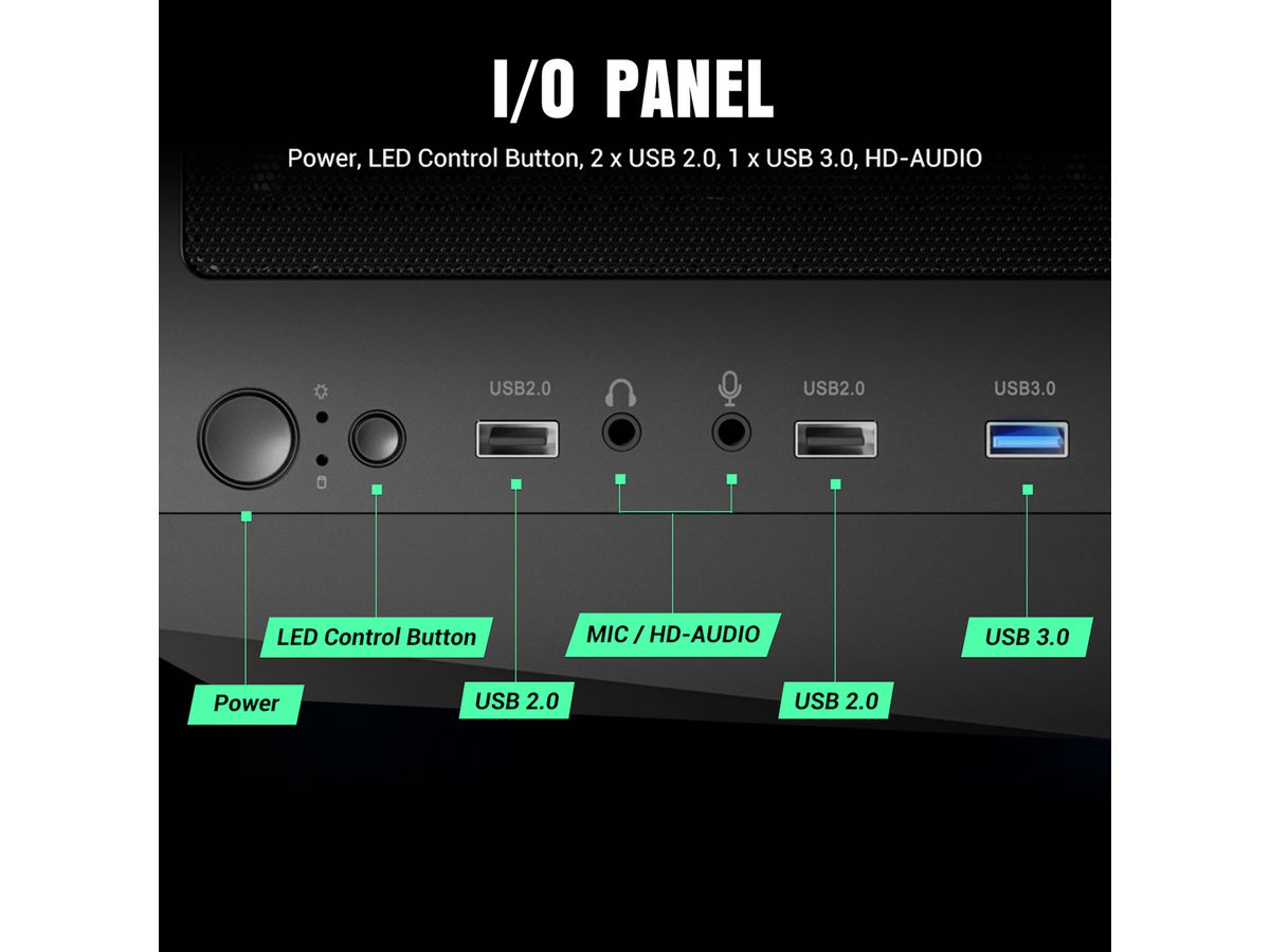 ANTEC AX67 ARGB Boîtier PC Midi Tower Gaming ATX, noir