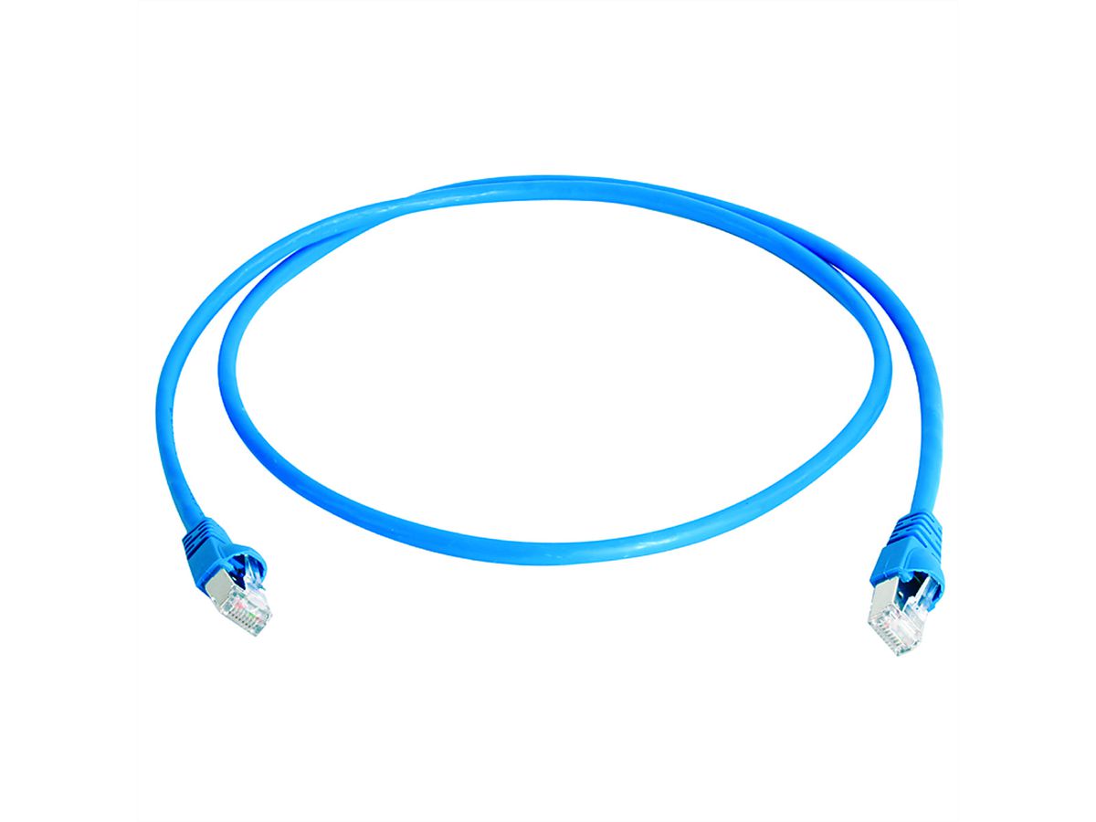 TELEGÄRTNER Mini Cordon S/FTP Cat.6A, MP8 FS500, LSZH, 1:1 , bleu, 1,5 m