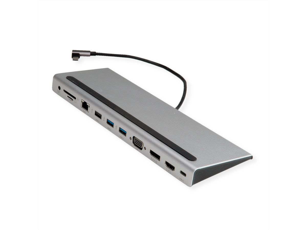 VALUE Station d‘accueil USB type C multiports, 4K HDMI/DP, VGA, USB, Card Reader, PD, Gigabit Ethernet, Audio