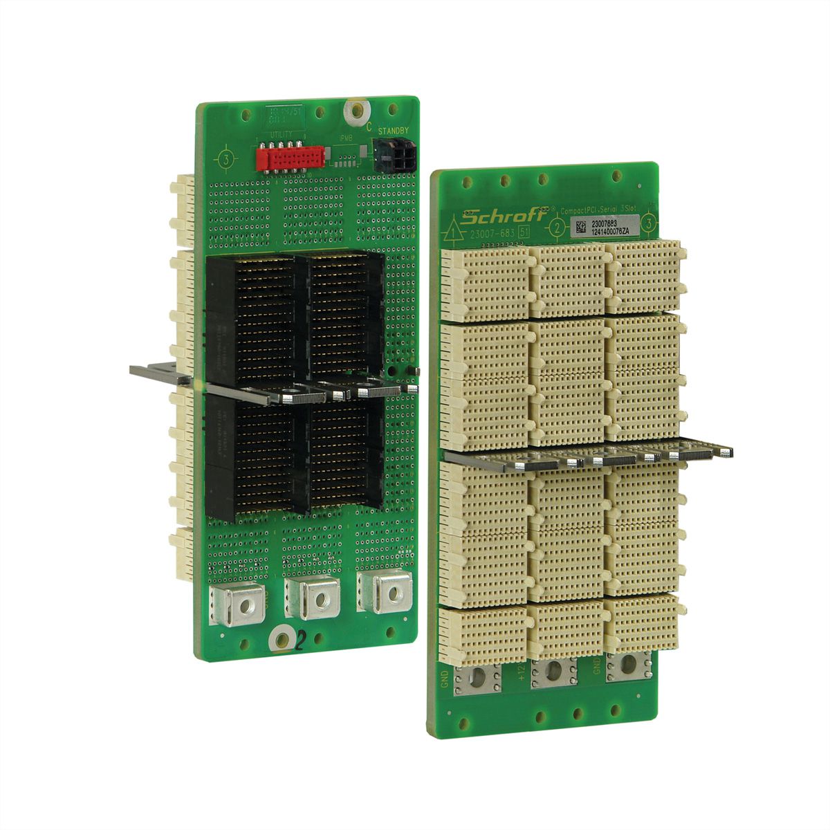 Carte-mère série CPCI SCHROFF, 3 U, 3 slots, System Slot Left, Full-Mesh, avec RIO