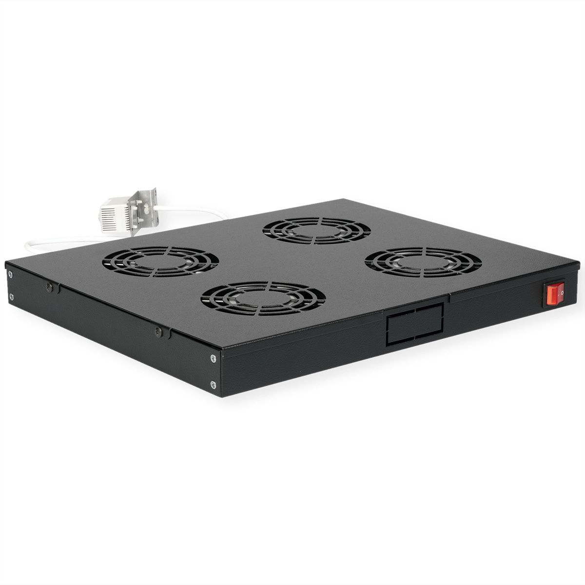 ROLINE 19" Unité de ventilation, 4 ventilateurs, thermostat, noire
