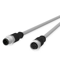 METZ CONNECT Câble de capteur/actionneur M12, codage A, M12 connecteur droit - M12 connecteur femelle droit, gris, 2 m