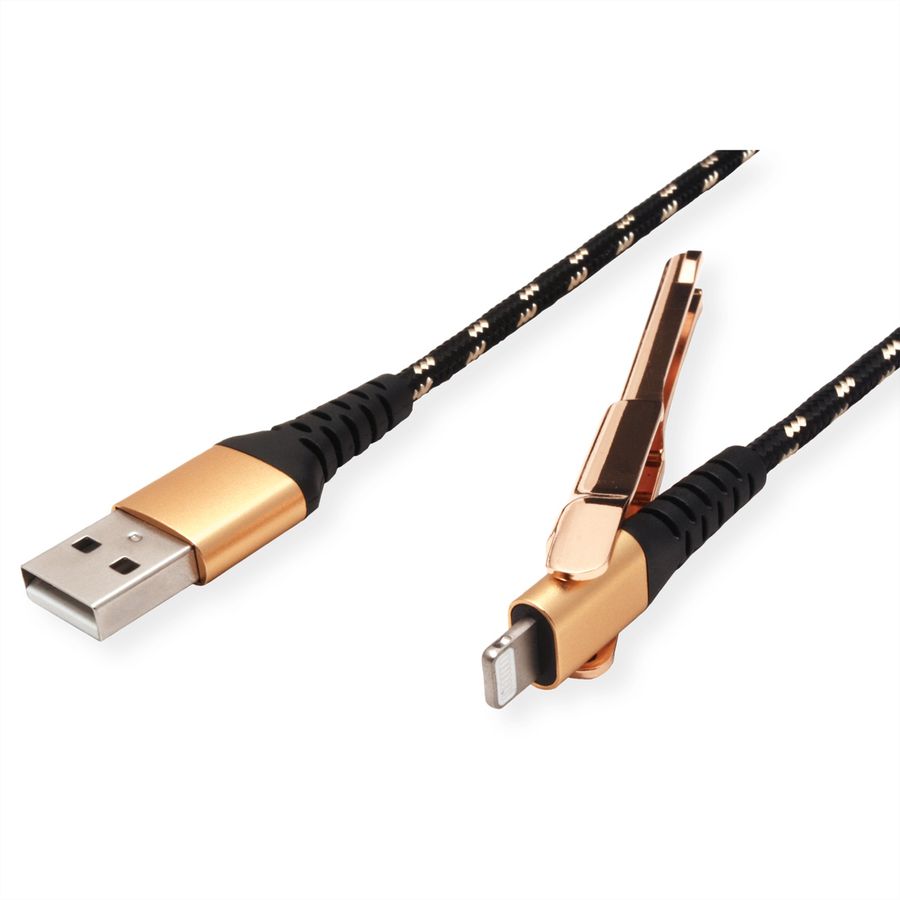 ROLINE GOLD Câble de charge et synchronisation pour appareils à connecteur 8pin, avec fonction d'appui, 1 m