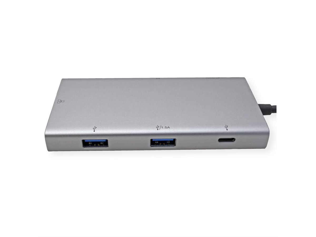 VALUE Station d'accueil USB type C, HDMI+DP, 4K60, 3x US3.2Gen1 (1x C + 2x A), 1x PD, 1x RJ45