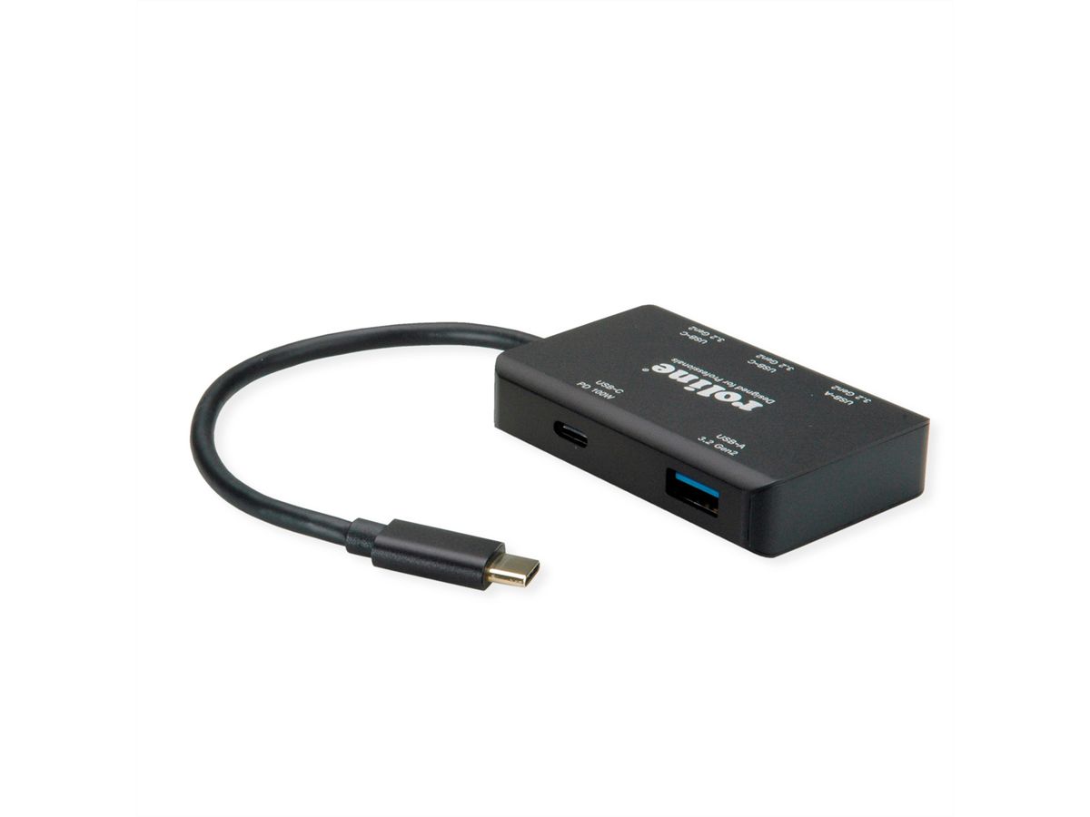 ROLINE Hub USB 3.2 Gen2 , 4 ports (2x A + 2x C), +PD(100W)