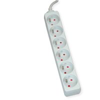 VALUE Prise multiple, 6x UTE sans interrupteur, blanche, 3m