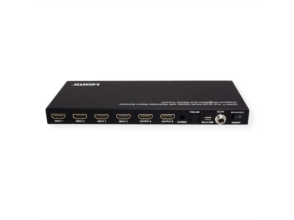 VALUE Switch matriciel HDMI 4x2 QUAD multi vues, commutation sans rupture