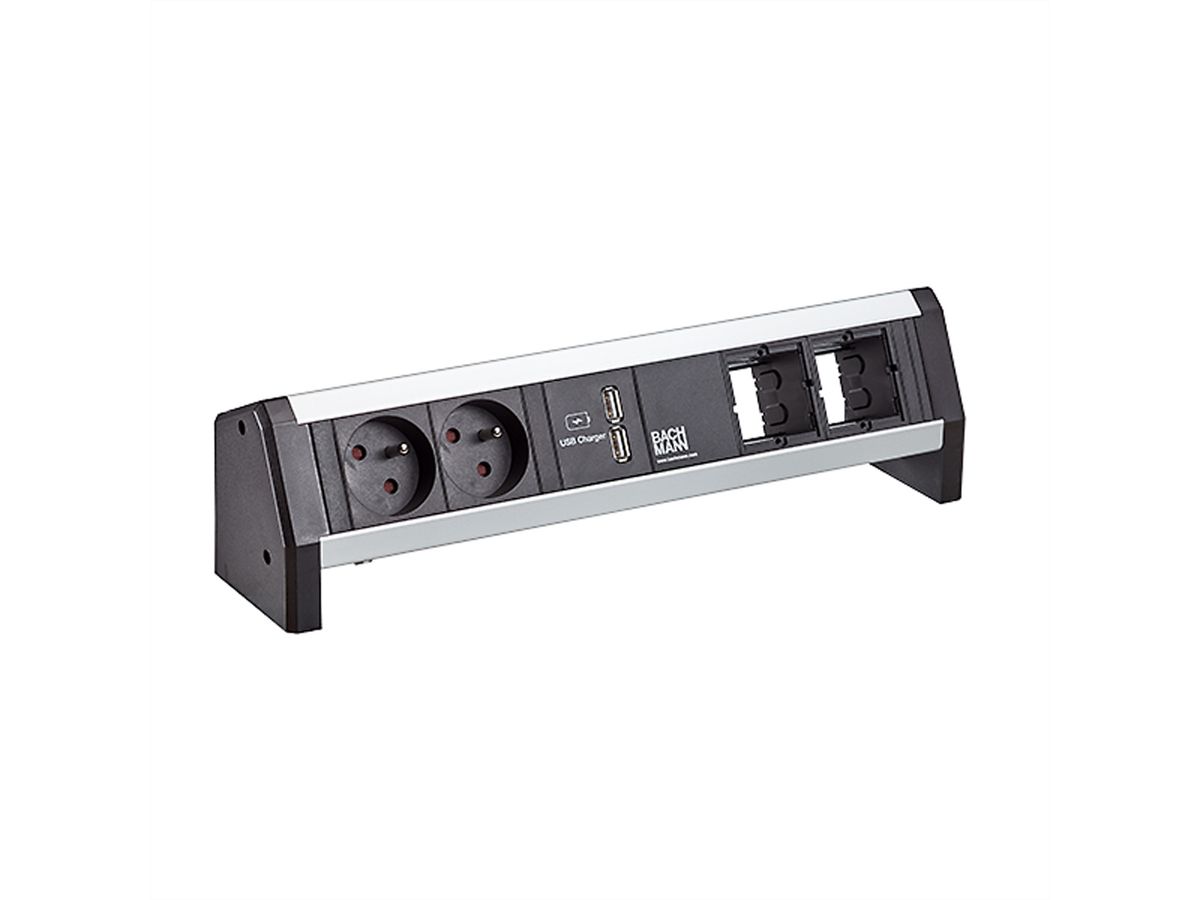 BACHMANN DESK 1 Multiprise, 2x 2P+T, 1x chargeur USB, 2x modules Custom
