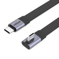 ROLINE Câble USB4 2.0 plat, C–C, M/M, 8K UHD-2, 80Gbit/s, 240W, un côté coudé à 90°, noir, 0,8 m