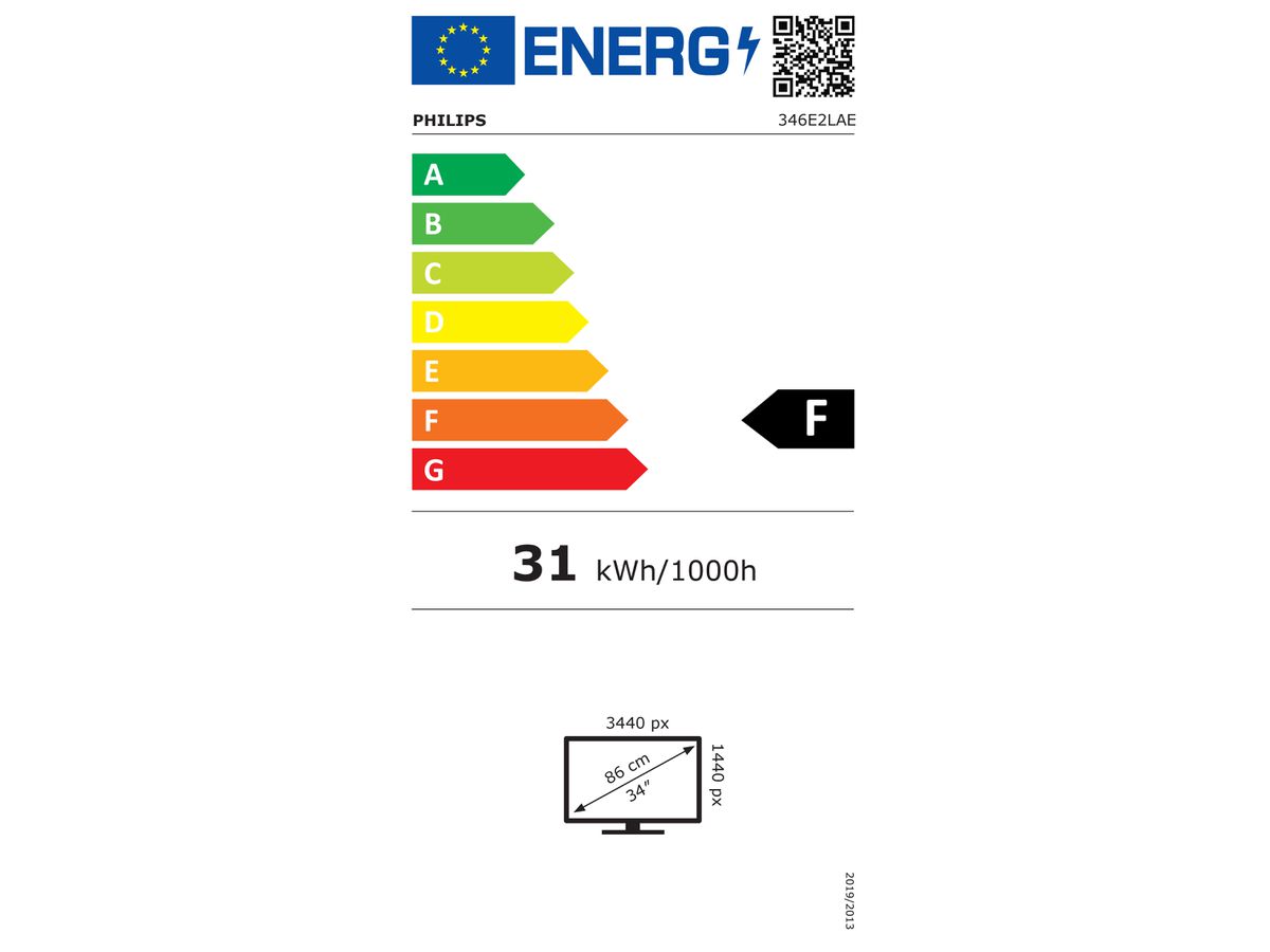Philips E Line 346E2LAE/00 LED display 86,4 cm (34") 3440 x 1440 pixels Wide Quad HD LCD Noir