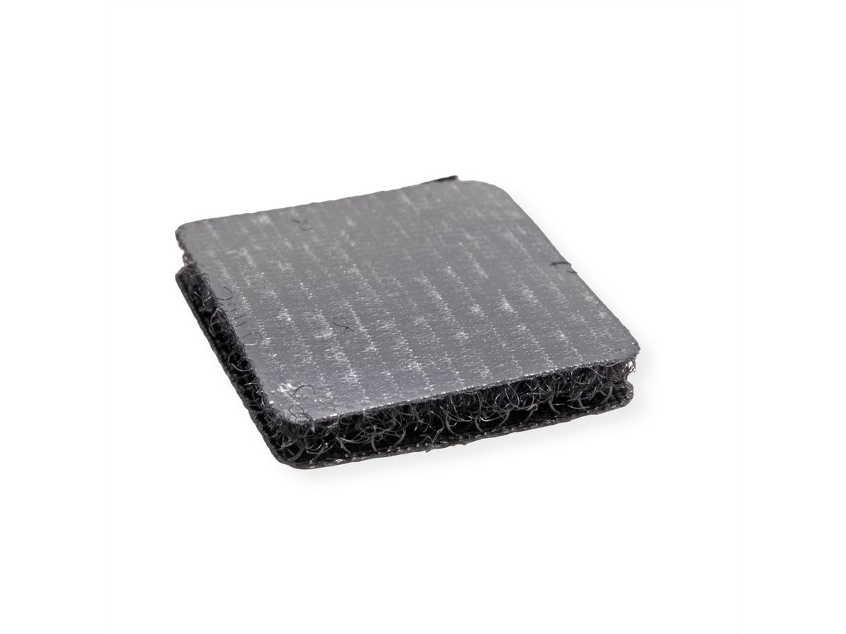 VELCRO® Boutons carrés 25x25mm x 24 noirs, crochets & velours autocollants