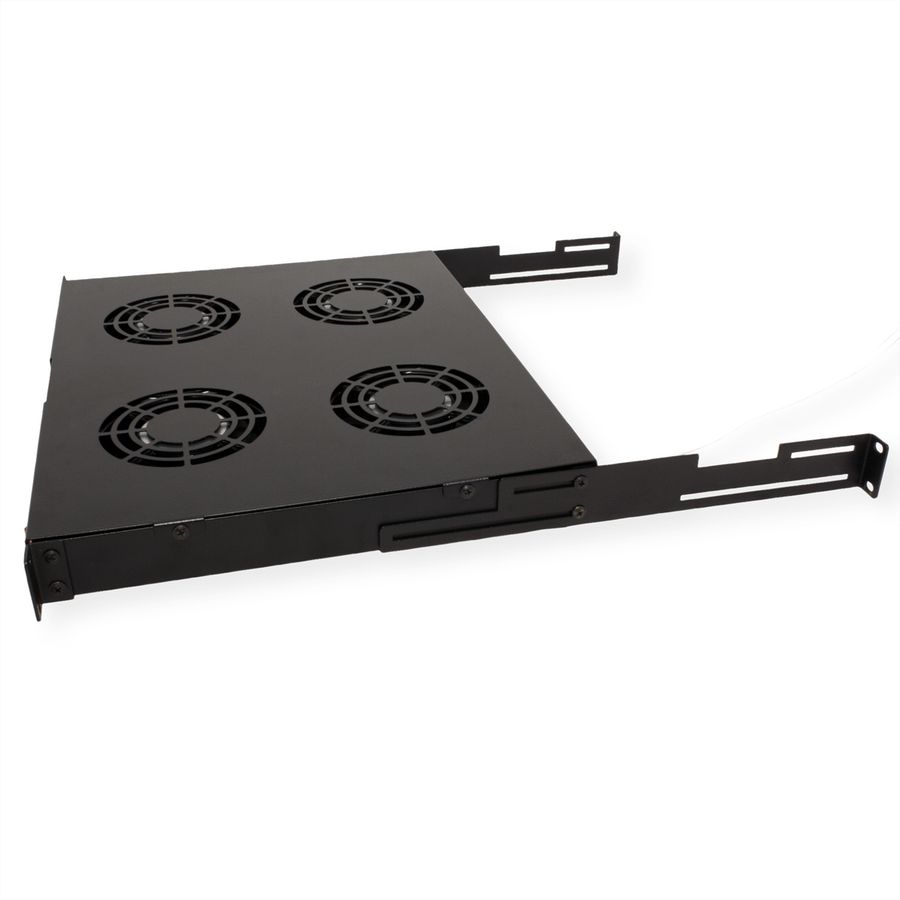 ROLINE 19" Unité de ventilation, 4 ventilateurs, thermostat, noire