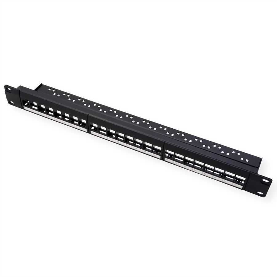 VALUE Panneau de brassage 19" pour keystones, 24 ports, 1U, non-blindé, noir
