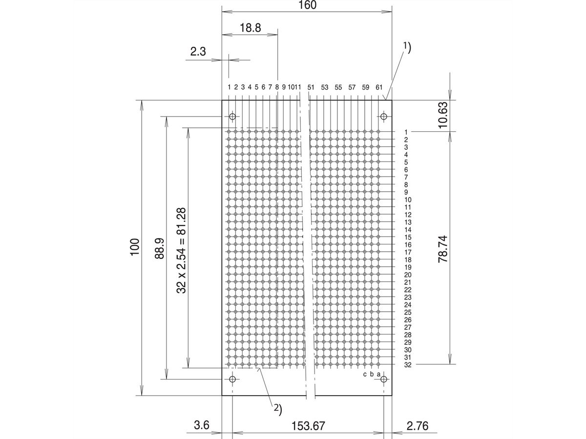 SCHROFF DEL unique Ø 3,2 mm, courte, plan de montage 1, verte