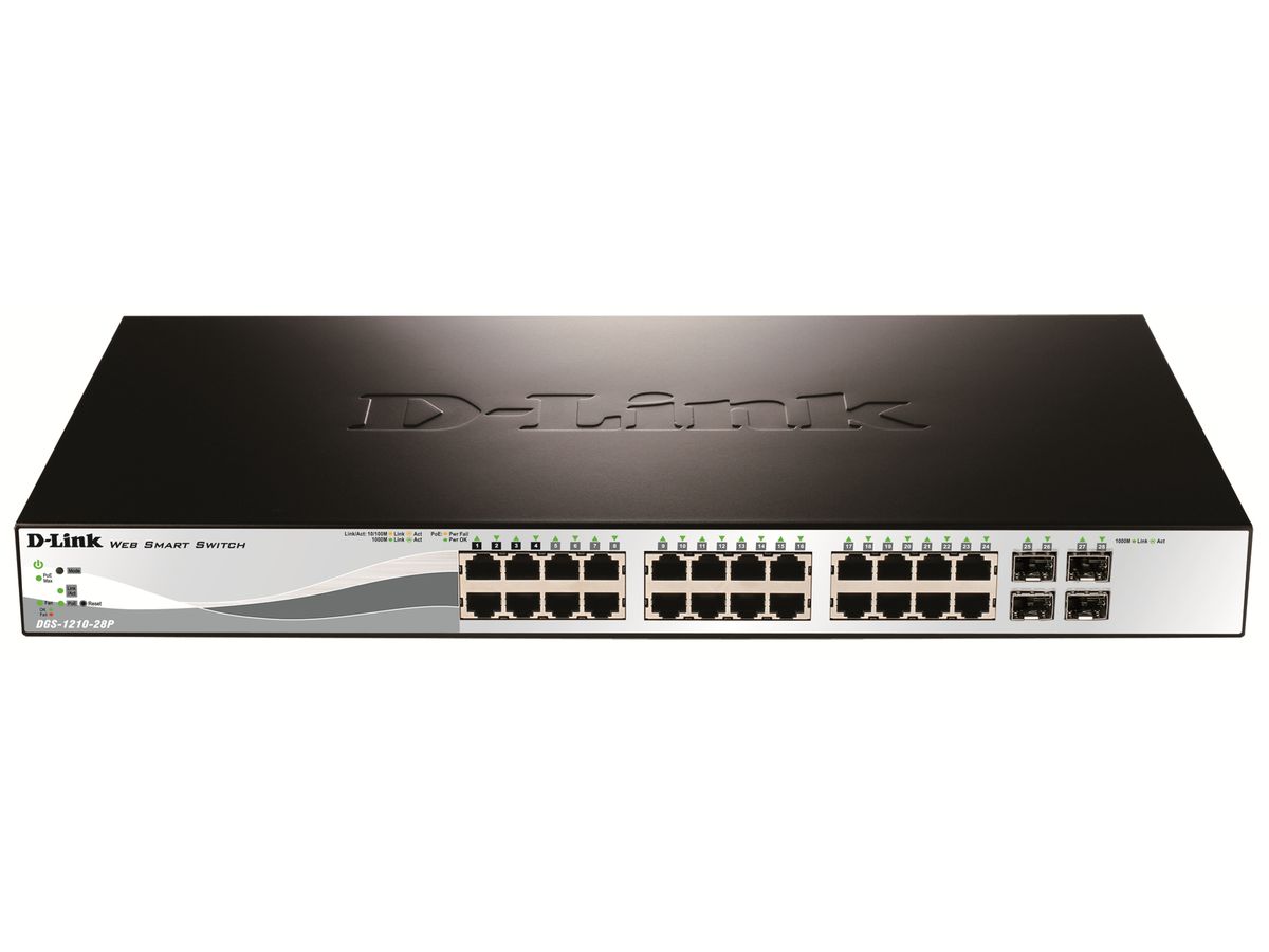 D-Link DGS-1210-28P Géré L2 Gigabit Ethernet (10/100/1000) Connexion Ethernet, supportant l'alimentation via ce port (PoE) 1U