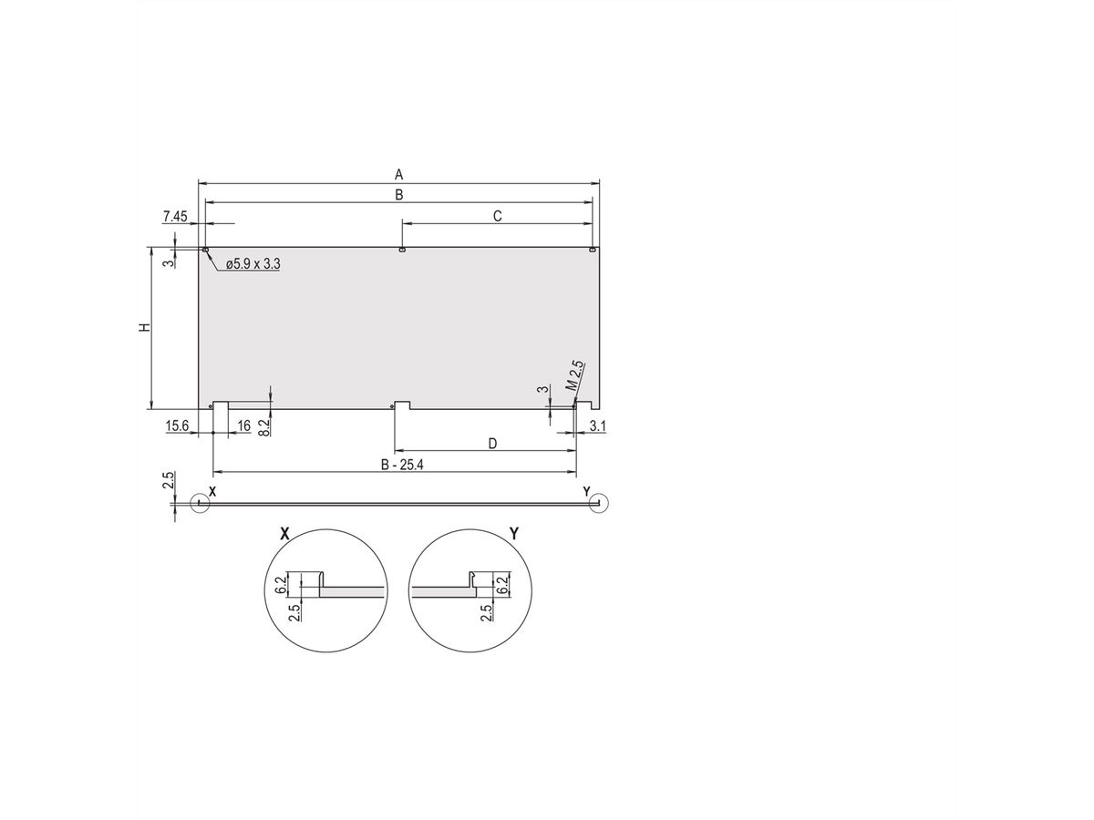 SCHROFF Kit de face avant, blindée, avec charnières en bas, 4 U, 42 HP, 2,5 mm, alu, face avant anodisée, face arrière conductrice