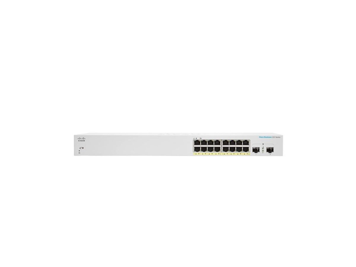 Cisco CBS220-16P-2G Géré L2 Gigabit Ethernet (10/100/1000) Connexion Ethernet, supportant l'alimentation via ce port (PoE) Blanc