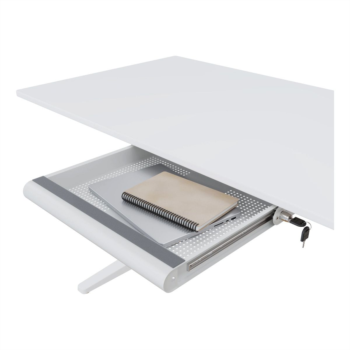 DATAFLEX Addit tiroir sécurisé pour laptop, 620, pour ordinateur portable, blanc