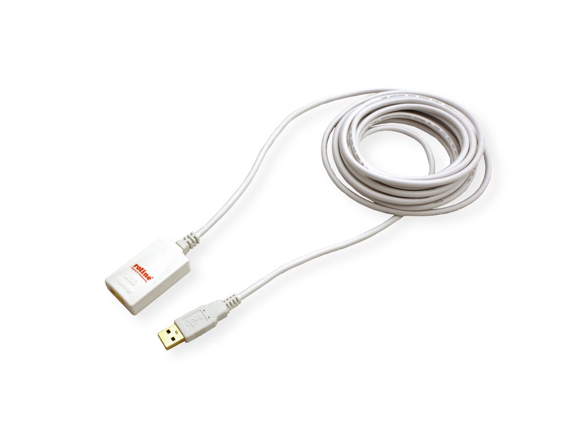 ROLINE Rallonge USB 2.0, blanc, 5 m