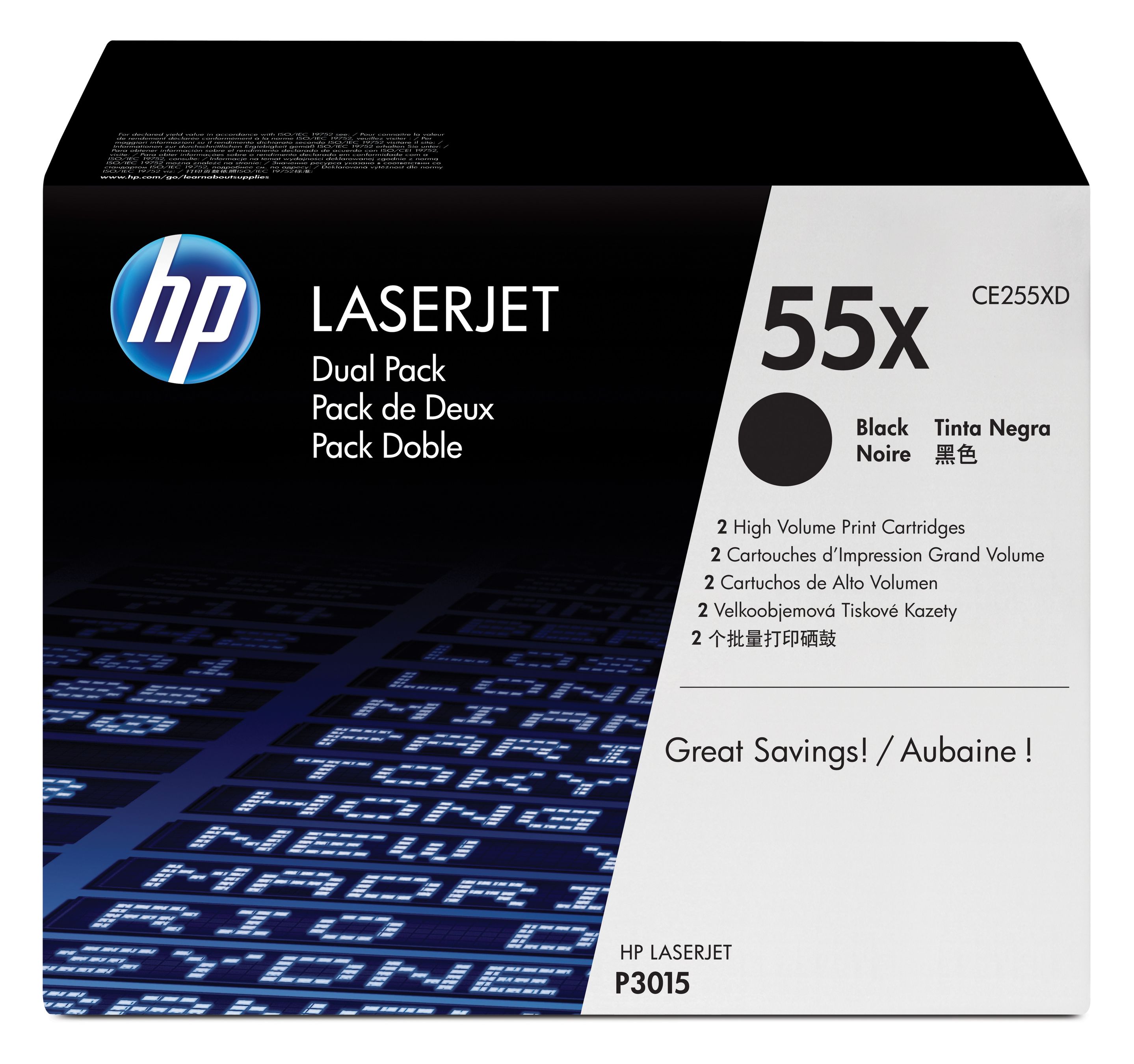 HP 55X pack de 2 toners noir grande capacité authentiques