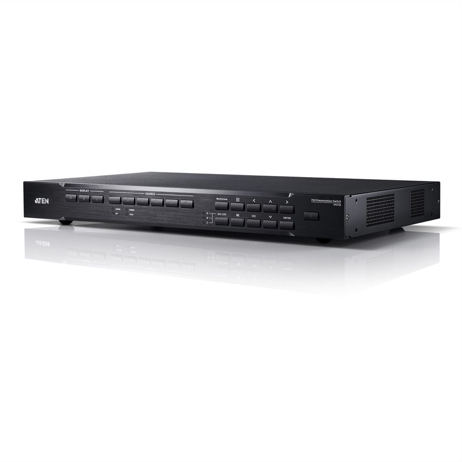 ATEN VP2730 7 x 3 Commutateur matriciel transparent de présentation avec ajusteur, diffusion, mélangeur audio et HDBaseT