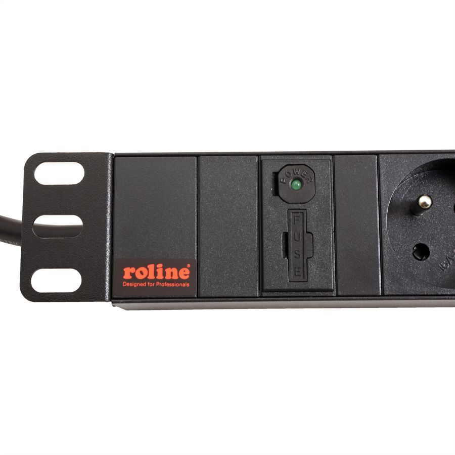 ROLINE Multiprise 19", 8 prises, 2300W, UTE, IEC320 C14 M, noir, 2 m